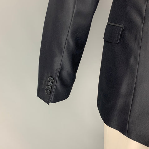 DOLCE &amp; GABBANA Taille 38 Manteau de sport à revers en laine noire mélangée