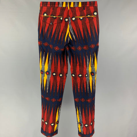 MONITALY Size 32 Multi-Color Print Cotton Zip Fly Casual Pants