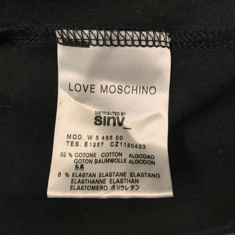 LOVE MOSCHINO Size 8 Black Multicolour Cotton / Elastane Printed Scarf Solid Dress