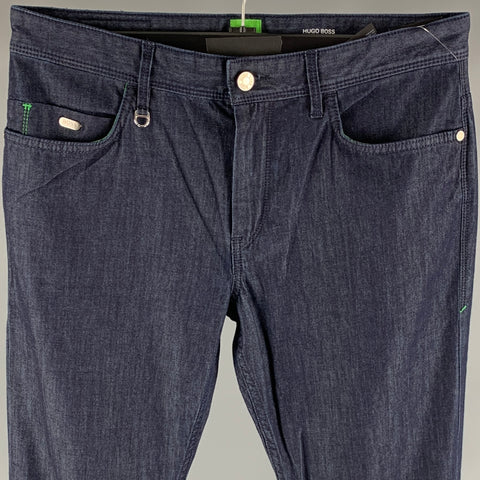HUGO BOSS Size 33 Blue Cotton Blend Jeans
