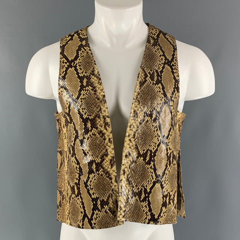 SAMUEL ROBERT Size M Beige Brown Open Front Vest