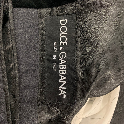 DOLCE & GABBANA Size 36 Charcoal & Black Wool Blend Sport Coat