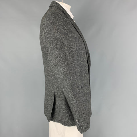 JOHN VARVATOS Size 42 Charcoal White Grey Wool Blend Sport Coat