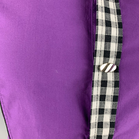 MOFU FASHION Size M Purple Black White Contrast Trim Short Sleeve Shirt