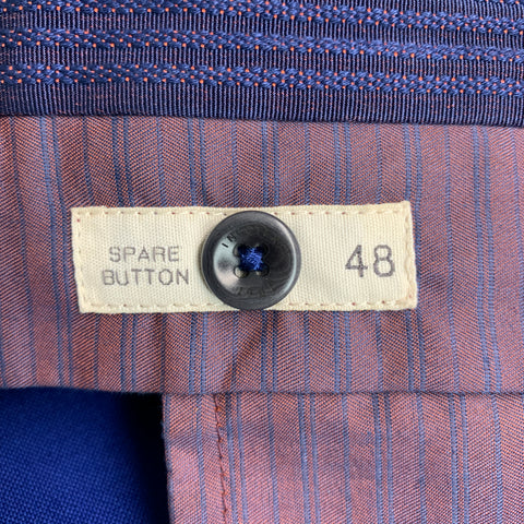 INCOTEX Size 32 Royal Blue Solid Wool Zip Fly Dress Pants
