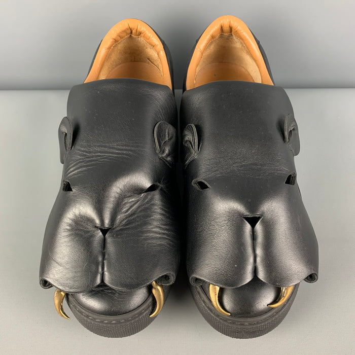 VIVIENNE WESTWOOD Size 10 Black Cut Outs Leather Slip On Sneakers