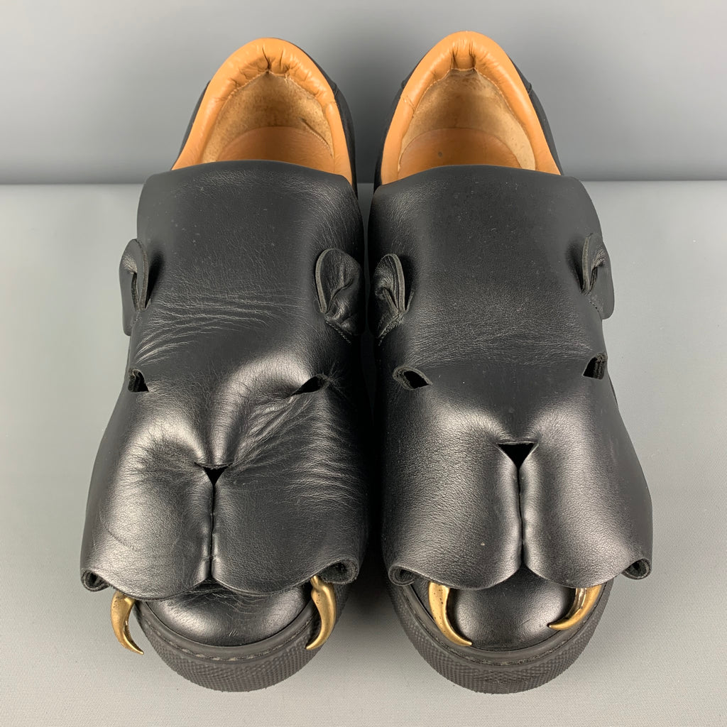 Vivienne Westwood カットアウトデザインシューズ VIVIENNE WESTWOOD Size 10 Black Cut Outs Leather Slip On Sneakers