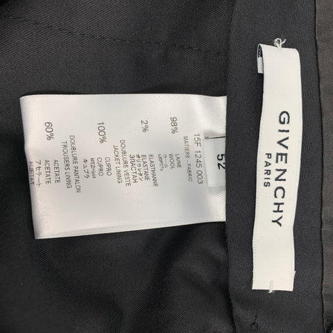 GIVENCHY Size 42 Black Wool  Notch Lapel Suit