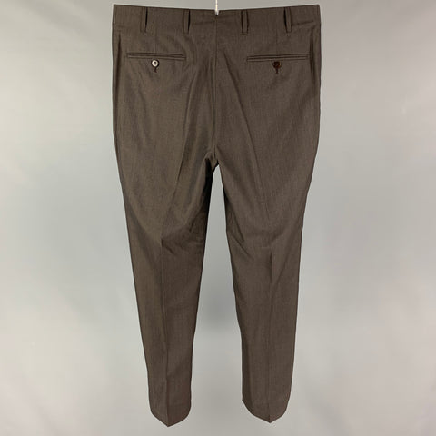 PAL ZILERI Size 36 Brown Wool Silk Flat Front Dress Pants