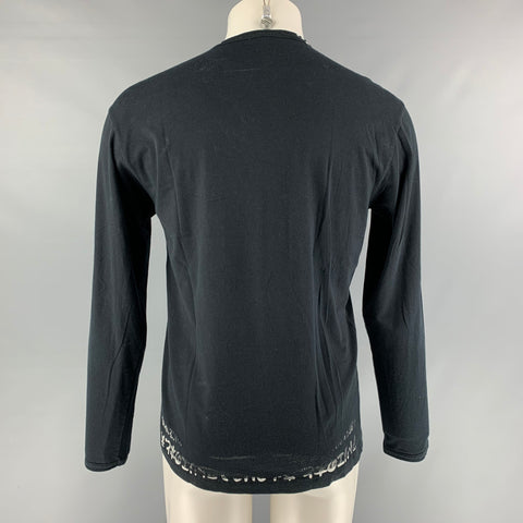 Size M Black & White Print Cotton T-shirt