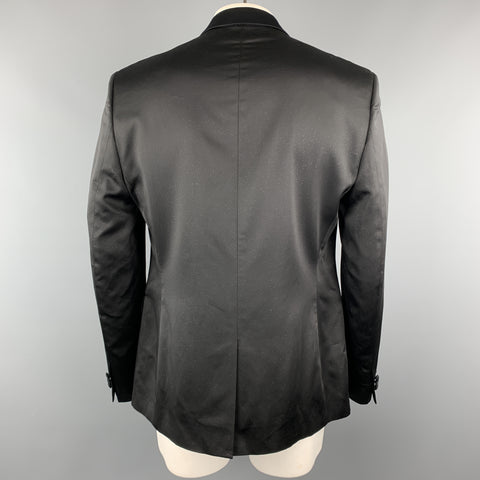VERSACE COLLECTION Size 46 Black Sparkle Viscose / Wool Satin Trim Tuxedo Sport Coat
