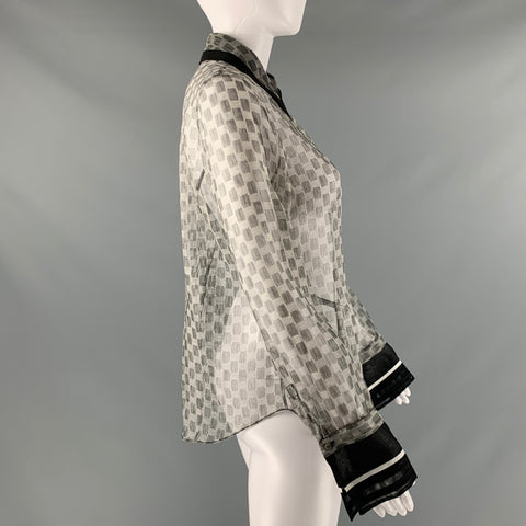 ELIZABETH and JAMES Size M Black White Checkered Casual Top