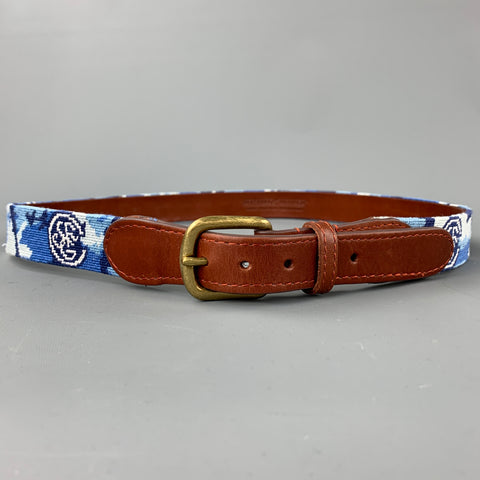 SMATHERS & BRANSON Size 40 Blue Embroidered Belt