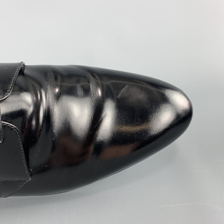 DIOR HOMME Size 8 Black Pointed Leather Lace Up Derby Dress Shoes
