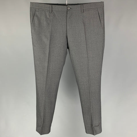DOLCE & GABBANA Size 34 Grey Wool Silk Flat Front Dress Pants