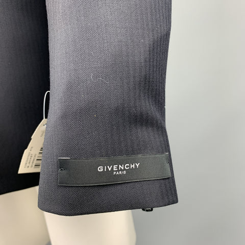 GIVENCHY Size 38 Black on Black Stripe Wool Notch Lapel Sport Coat