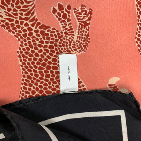 PAUL SMITH Black Brick Dinosaur Print Silk Scarf