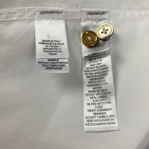 PAUL SMITH Size L White Pleated Cotton Tuxedo French Cuffs Shirt