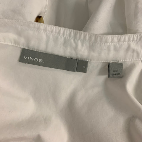 VINCE Vestido largo con tapeta lisa de algodón blanco talla M
