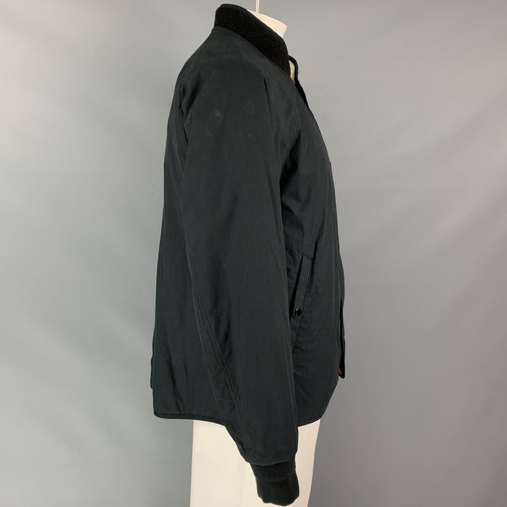 RAG & BONE Size XL Black & Orange Cotton / Nylon Reversible Bomber Jacket