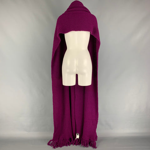 Y's by YOHJI YAMAMOTO Purple Knitted Wool Nylon 146"  Oversized Fringe Scarf