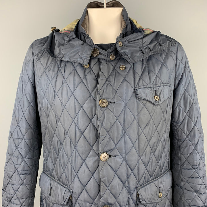 BARBOUR Limited Edition by TOKITO Size L Navy Quilted Poliammide Detachable Hood Jacket