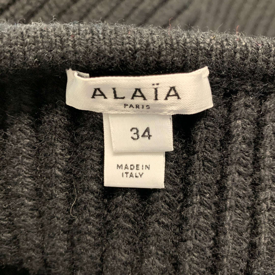 ALAIA Size 2 Black Wool Blend High Waisted Shorts