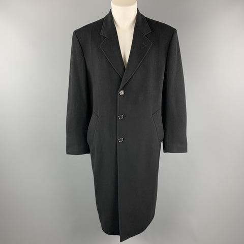 METROPOLITANVIEW Talla 40 Abrigo de solapa de muesca con puntada superior de cachemir negro