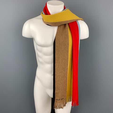 PAUL SMITH Knitted Size One Size Multi-Color Wool Fringe Scarf