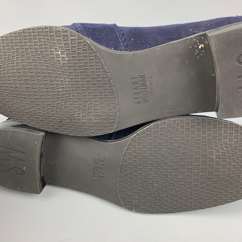STUART WEITZMAN Size 6.5 Navy Grey Suede Mixed Materials Loafer Flats