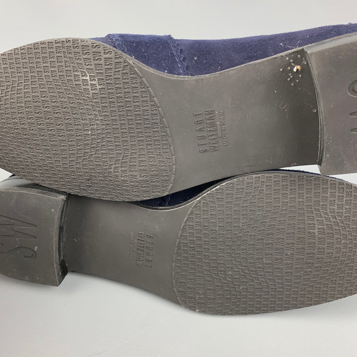 STUART WEITZMAN Taille 6,5 Mocassins plats en daim gris marine à matériaux mélangés