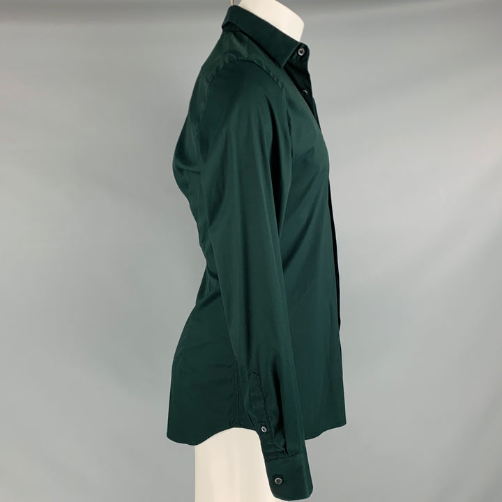 PRADA Size S Green Cotton Elastane Button Up Long Sleeve Shirt