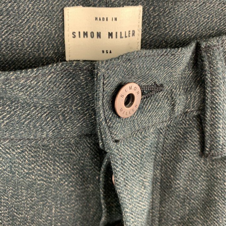 SIMON MILLER Vaqueros con bragueta de botones de algodón color carbón jaspeado talla 32 x 34