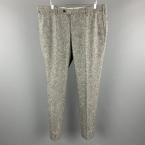 ISAIA Size 40 Speckled Heather Gray Woven Wool Zip Fly Dress Pants