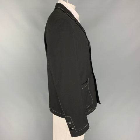 8 BY YOOX Size 44 Black & White Contrast Stitch Viscose Blend Sport Coat