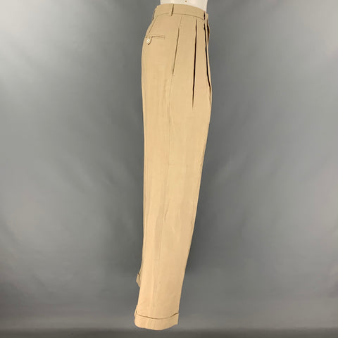 RALPH LAUREN Taille 6 Pantalon habillé taille haute en lin beige taupe