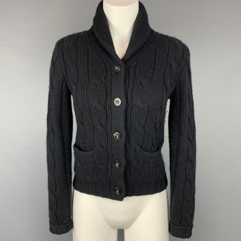 RALPH LAUREN Blue Label Taille S Cardigan tricoté noir en cachemire / laine