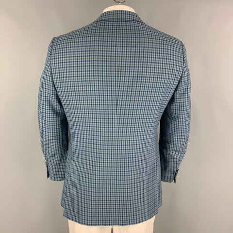 ERMENEGILDO ZEGNA Size 40 Regular Blue Green Checkered Wool Sport Coat