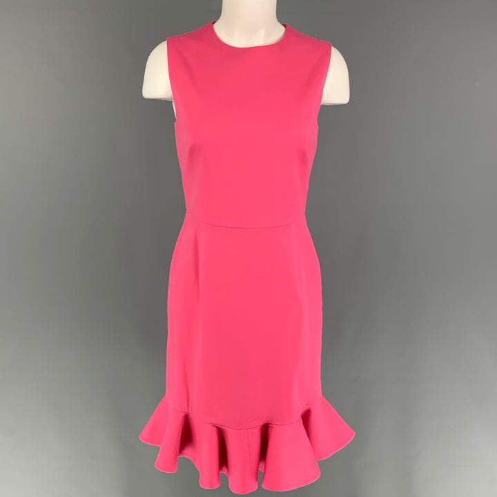 VALENTINO Size 8 Pink Wool Blend Ruffled Sleeveless Dress