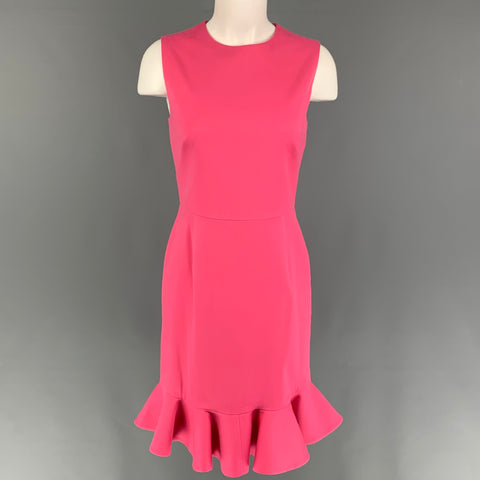 VALENTINO Size 8 Pink Wool Blend Ruffled Sleeveless Dress
