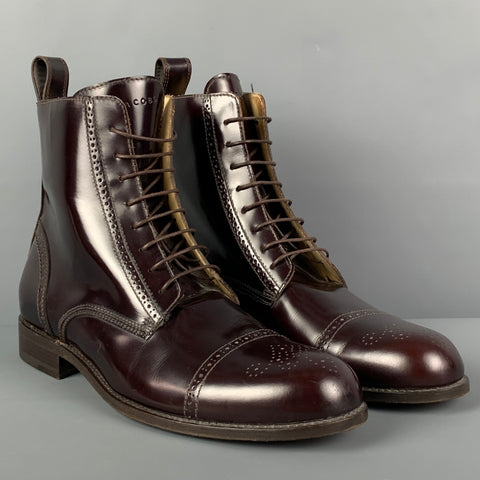 MARC JACOBS Size 9.5 Burgundy Perforated Leather Cap Toe Boots