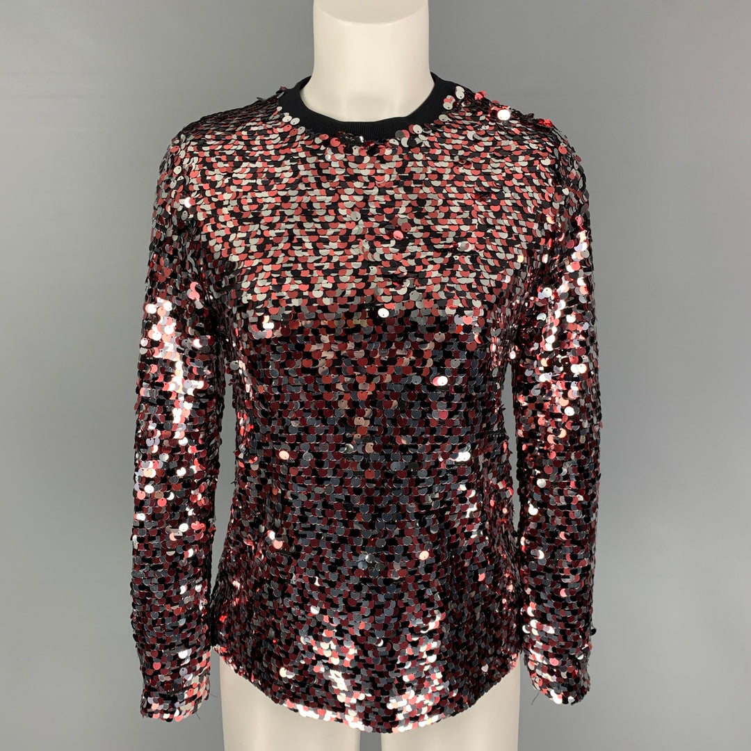 MCQ by ALEXANDER MCQUEEN Taille 2 Blouse à paillettes en polyamide rouge argent