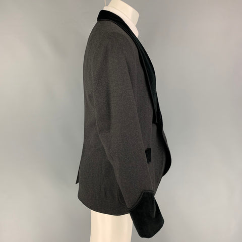 DOLCE & GABBANA Size 40 Charcoal Black Mixed Fabrics Sport Coat