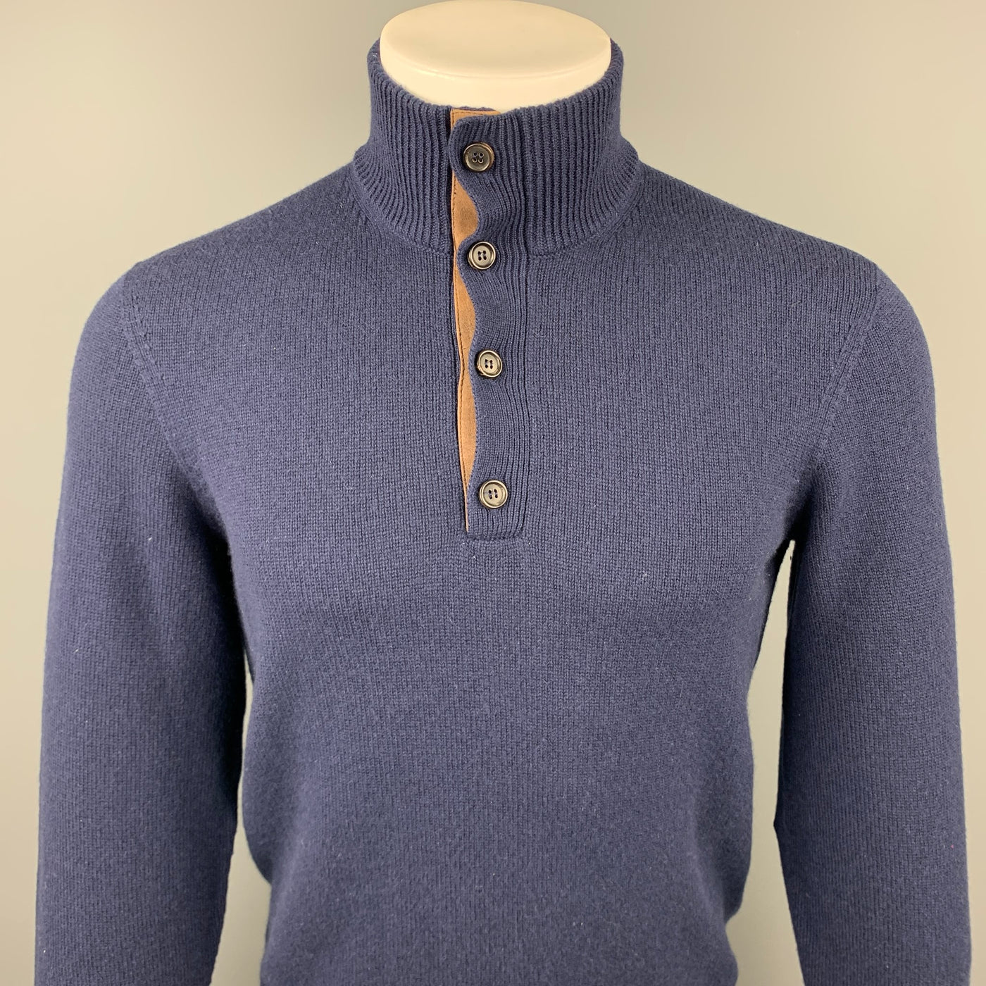 RALPH LAUREN Purple Label Size S Navy Cashmere Mock Turtleneck Pullover