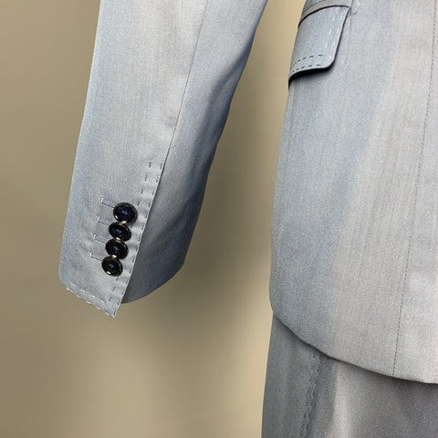 DOLCE & GABBANA Size 36 Regular Light Blue Wool / Silk Shawl Lapel Suit