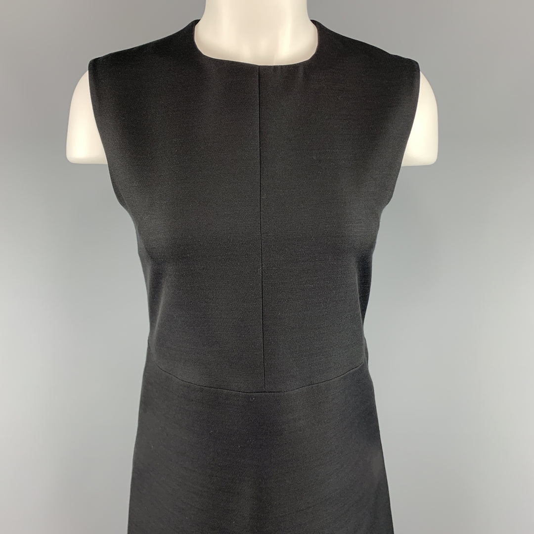 CELINE Size 2 Black Structured Sleeveless A Line Shift Dress Sui Generis Designer Consignment CELINE Size 2 Black Structured Sleeveless A Line Shift Dress Sui Generis Designer Consignment
