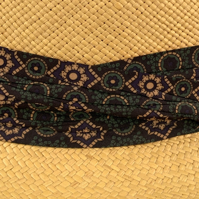 STETSON Natural Woven Straw Gathered Stripe Hat