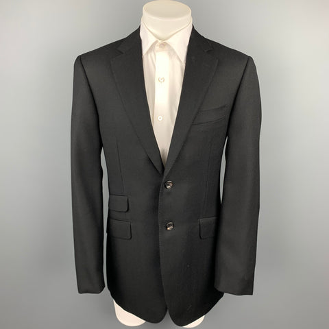 PAL ZILERI Size 40 Long Black Wool Notch Lapel Sport Coat