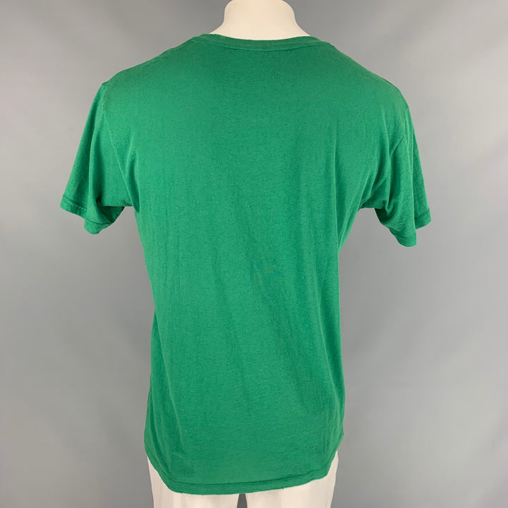 GUCCI Size L Green & White Logo Cotton Crew-Neck T-shirt