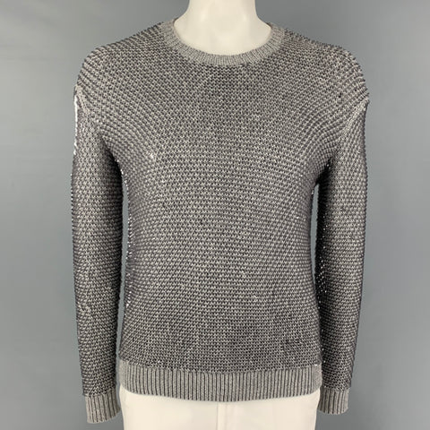 MCQ by ALEXANDER MCQUEEN Size S Grey Sequined Wool Crew-Neck Pullover